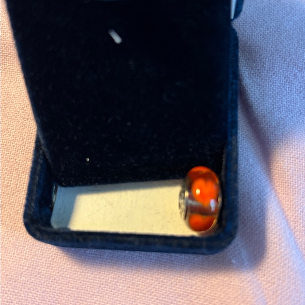 Pandora Vibrant Orange Charm with heart accents AUTHENTIC 925 ALE